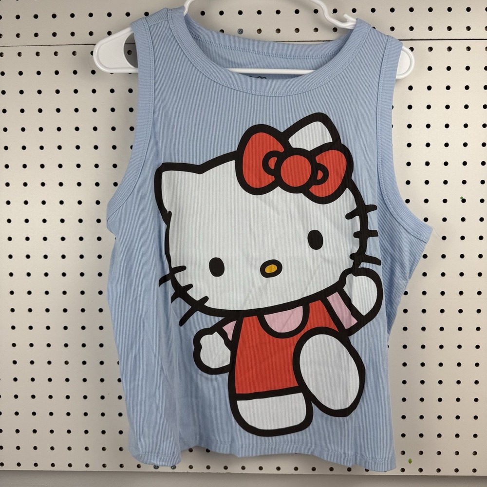 Hello Kitty Blue Ribbed Tank Top Sanrio NWT 2X‎ Cute Kawaii Graphic